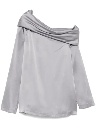 Semicouture Satin Blouse In Grey