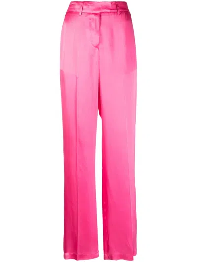 Semicouture Satin-finish Straight-leg Trousers In Rosa