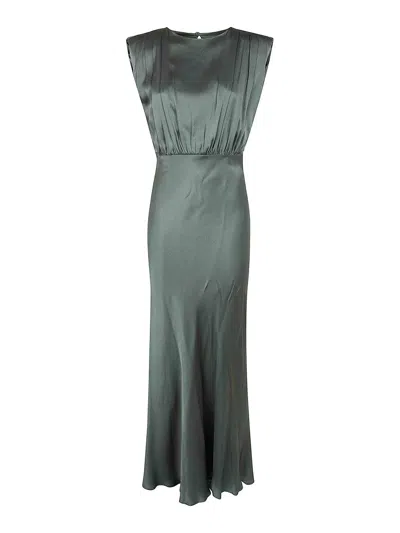 Semicouture Tide Green Casilda Satin Backless Acetate-blend Dress In Gray