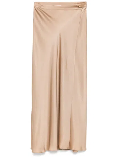 Semicouture Satin Midi Skirt In Neutrals