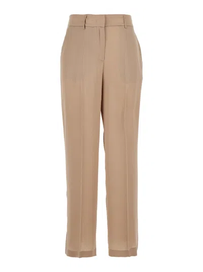 Semicouture Satin Pants In Beige