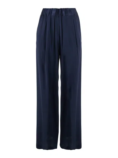 Semicouture Satin Pants In Blue