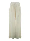 Semicouture Semi Couture Wide-leg Satin Pants With Comfortable Elastic Waistband In White