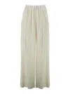 Semicouture Semi Couture Wide-leg Satin Pants With Comfortable Elastic Waistband In White