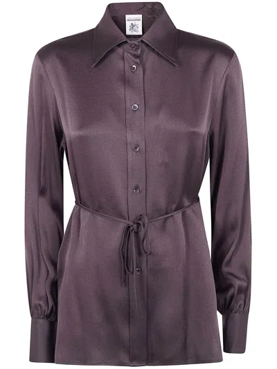 Semicouture Satin Shirt In Purple