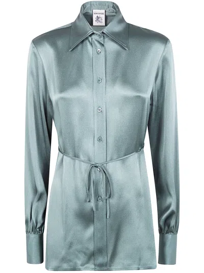 Semicouture Satin Shirt In Blue