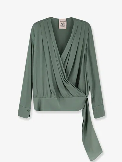 Semicouture Satin Shirt In Green