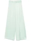 Semicouture Satin Trousers In Green