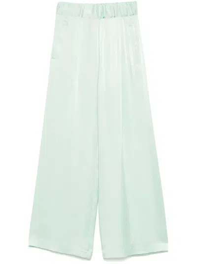 Semicouture Satin Trousers In Green