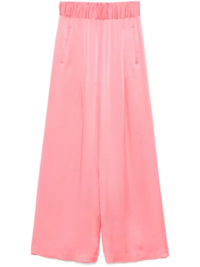 Semicouture Satin Trousers In Pink