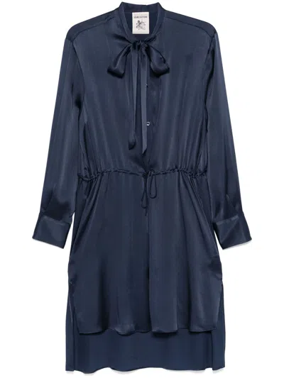 Semicouture Satined Midi Dress In Blue