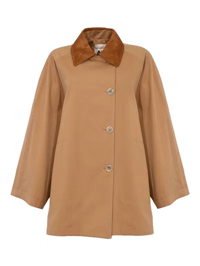 Semicouture Saturnia Tech Cotton Jacket In Brown