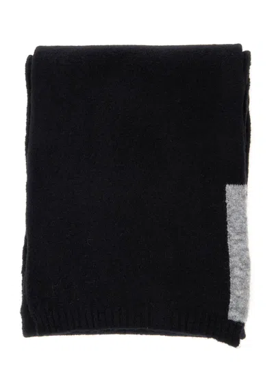 SEMICOUTURE BLACK SCARF WITH CONTRASTING DETAIL IN WOOL WOMAN