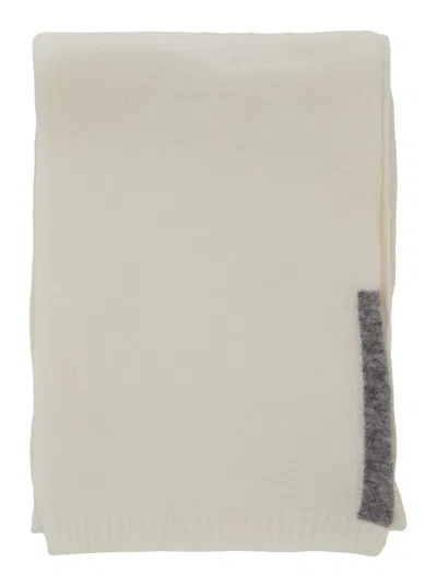 SEMICOUTURE WHITE SCARF WITH CONTRASTING DETAIL IN WOOL WOMAN