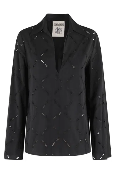 Semicouture Semi Couture Angelina Blouse With V-neck And Embroidered Detail