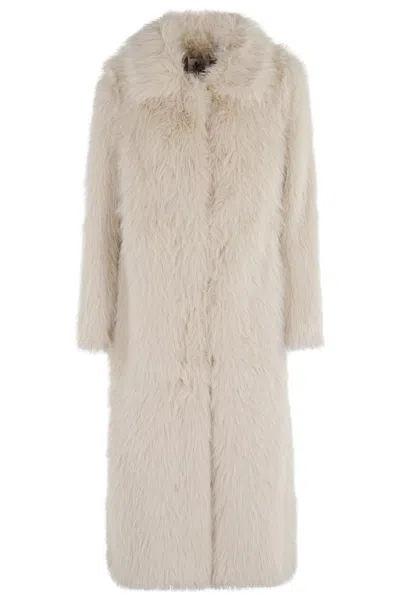 Semicouture Long Sleeves With Fur Side Pockets In Neutral