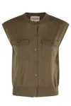 Semicouture Semi Couture Brigida Sleeveless Gilet With Flap Pockets In Green