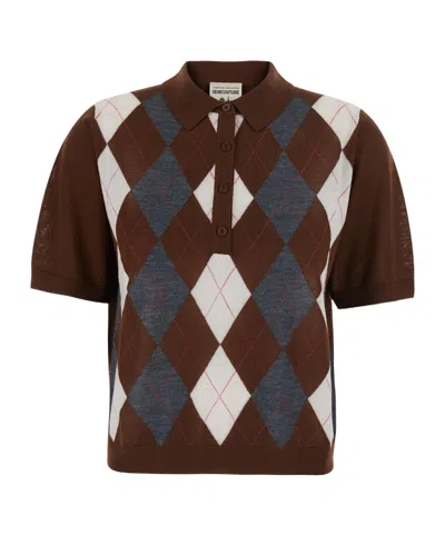 Semicouture Semi Couture Diana Argyle Polo Knitted Sweater In Multi
