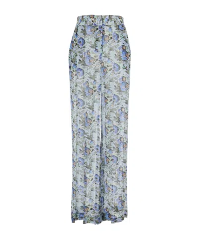 Semicouture Printed Casual Pants In Blue