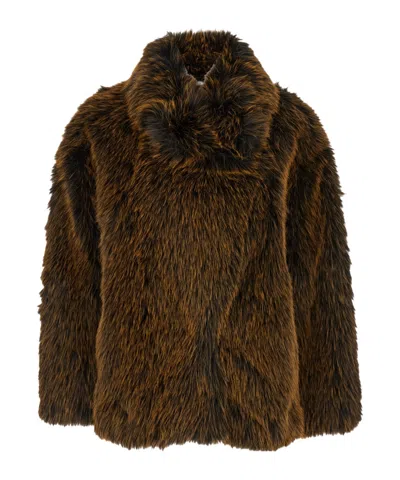 Semicouture Semi Couture High-neck Shearling Coat In Brown