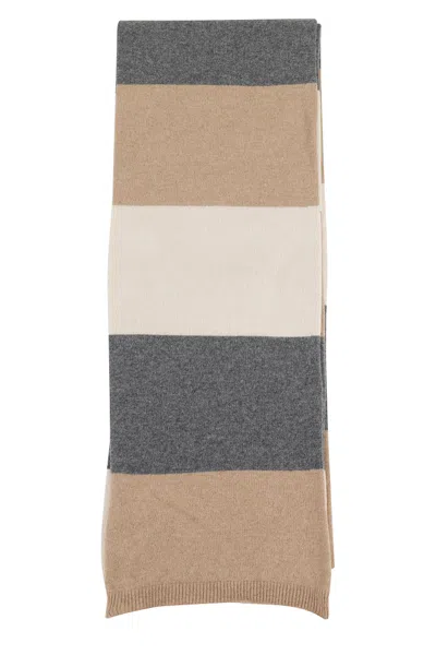 Semicouture Semi Couture Linnet Scarf With Striped Pattern In Multicolor Almond In Brown