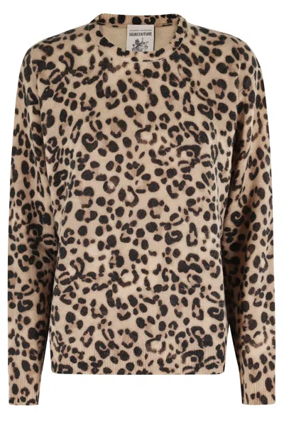 Semicouture Semi Couture Multicolor Animal Pattern Semi-couture Sweater In Brown