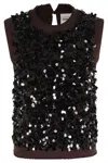 Semicouture Semi Couture Sequined Gilet With High Neckline In Brown