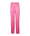Semicouture Semi Couture High-waist Satin-finish Tonya Trousers With Side Pockets In Pink