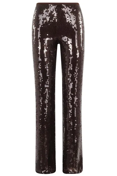 Semicouture Timothe Sequin Elasticated Trousers In Brown