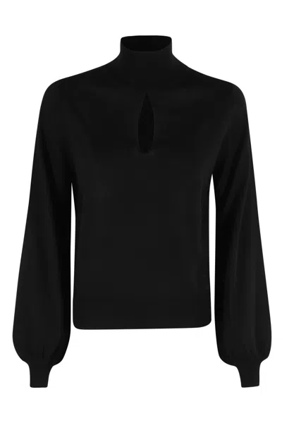 Semicouture Semi Couture Ulysse High-collar Black Wool Top