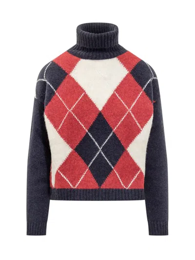 Semicouture Argyle Turtleneck Sweater In Multi