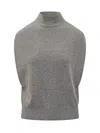 Semicouture Turtleneck Sleeveless Sweater In Gray
