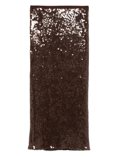 Semicouture Sequin-embellished Skirt In Brown