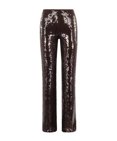 Semicouture Sequined Casual Pants In Brown