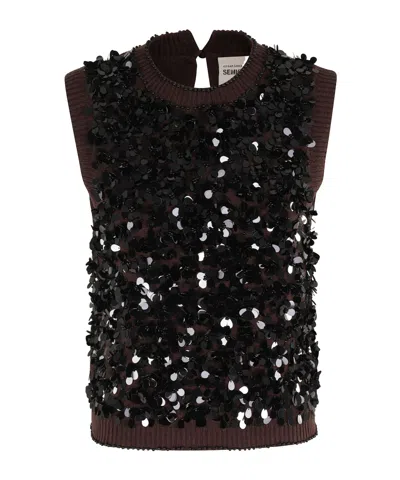 SEMICOUTURE SEQUINED KNITTED VEST