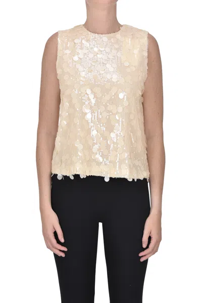 Semicouture Sequined Top In Neutral