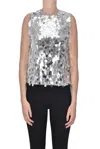 Semicouture Sequined Tulle Top In Silver