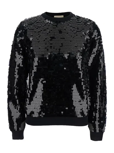 Semicouture Sequin-embellished Virgin Wool Sweater In Black