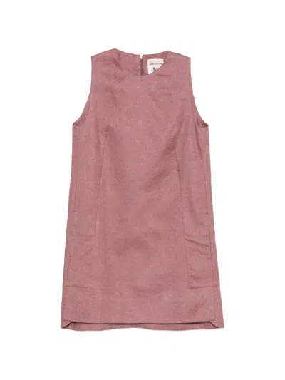 Semicouture Sheena Linen Mini Dress In Bordeaux