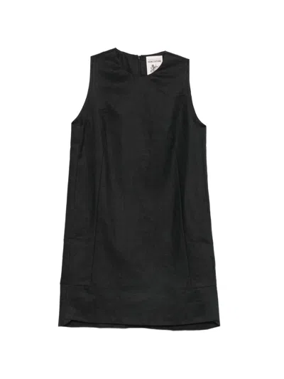 Semicouture Sheena Linen Mini Dress In Nero
