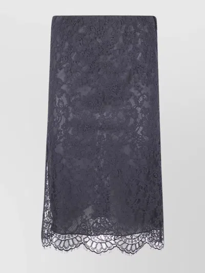 SEMICOUTURE SHEER LACE OVERLAY SKIRT WITH SCALLOPED HEM