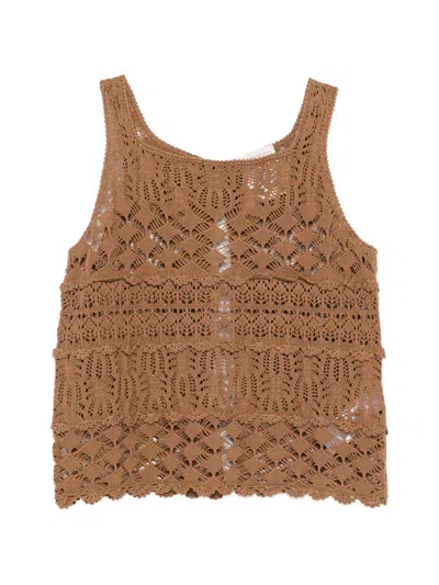 Semicouture Shelley Cotton Tank Top In Brown