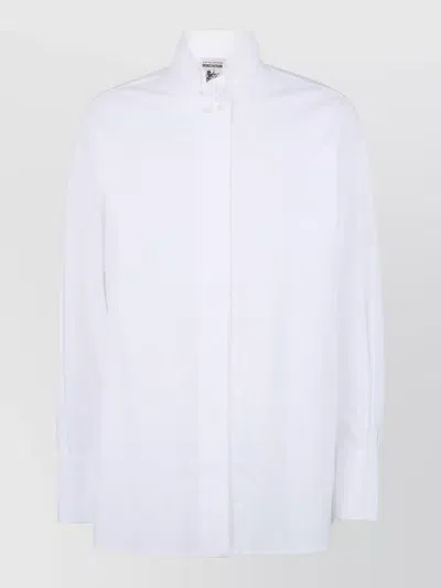 Semicouture Shirt High Collar Button Cuffs Long Sleeves In White