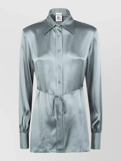 Semicouture Shirt Long Sleeves Collared Neck Waist Tie In Gray