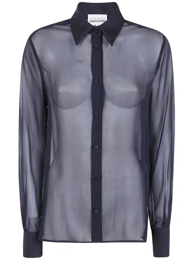 Semicouture Shirt Transparent Buttons "floelle" In Black