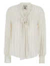 Semicouture Beige Silk-acetate Blend Blouse In Neutral