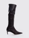 Semicouture High Leather Boot In Brown