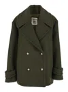 Semicouture Double-breasted Button Peacoat In Green