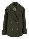 Semicouture Double-breasted Button Peacoat In Green