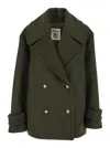Semicouture Double-breasted Button Peacoat In Green